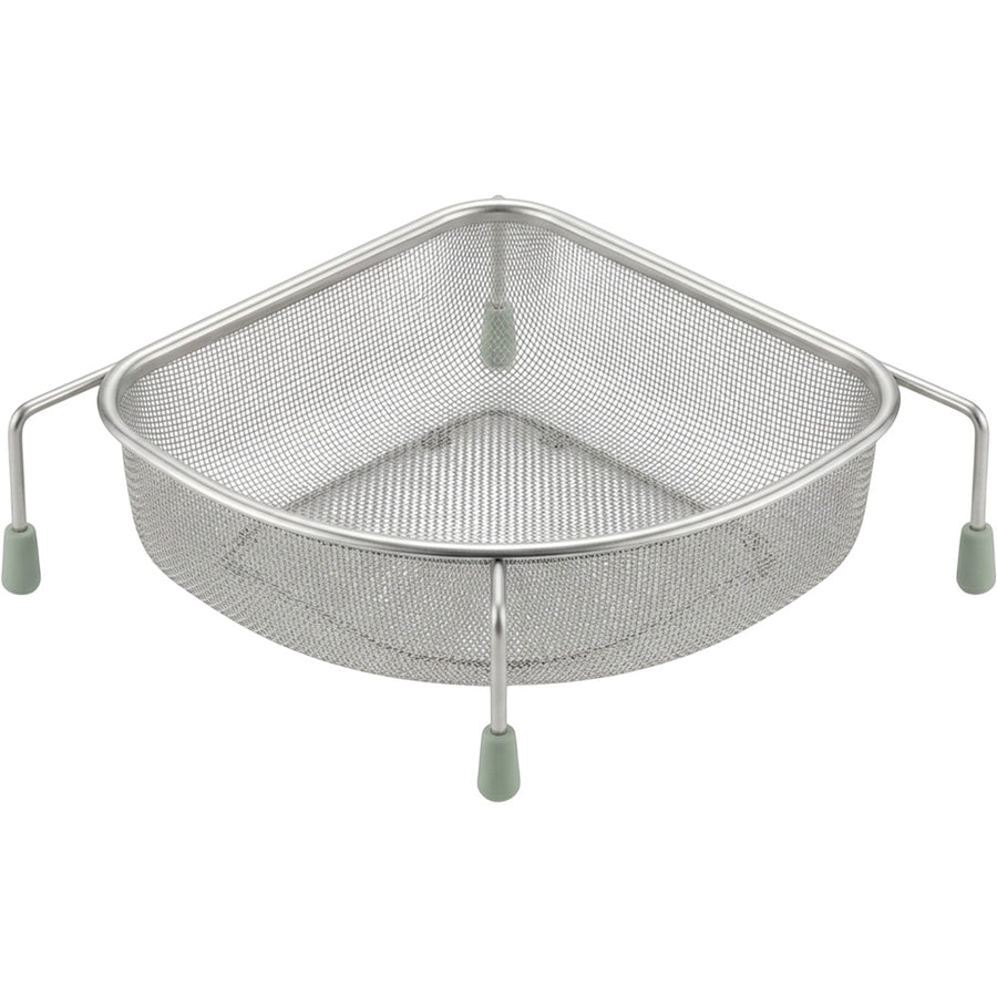 Bestd Triangular Sink-Corner Mesh Draining Basket 32 cm Stainless Steel Sage